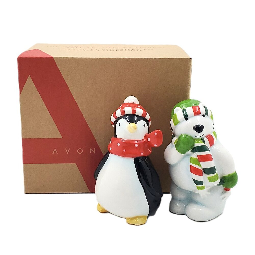 RARE “Avon” Ceramic “The More The Merrier” Salt & Pepper Shakers – NEW
